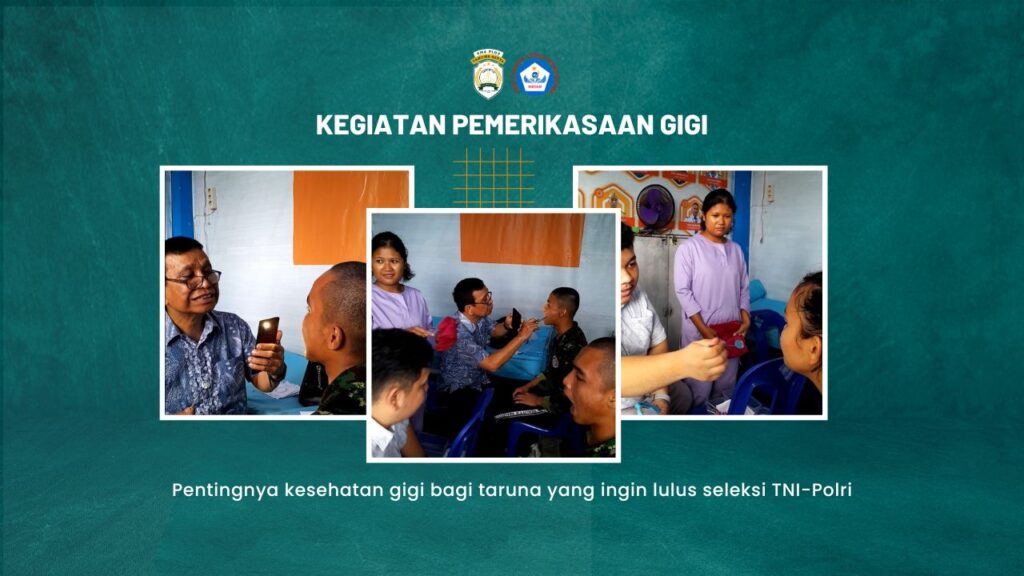Pemeriksaan kesehatan gigi taruna dan taruni di sekolah taruna di Medan oleh dokter gigi sebagai persiapan seleksi TNI dan Polri.